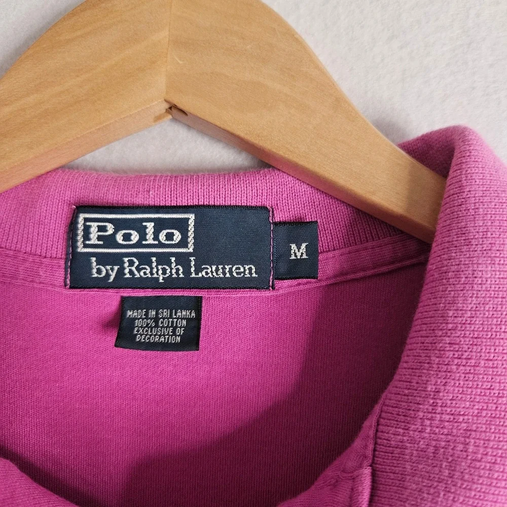 Polo Ralph Lauren‎ Mens Magenta Pink Short Sleeve Cotton Polo Shirt M Green Pony